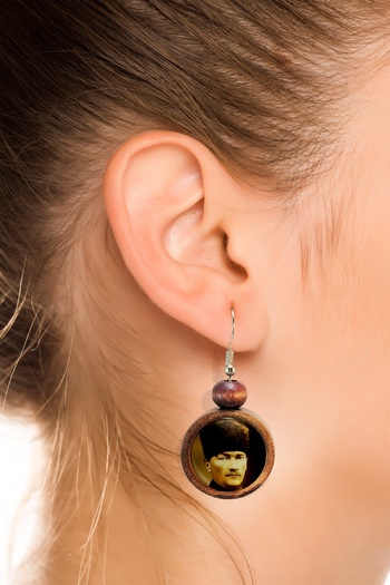Tahtakolik Mustafa Kemal Atatürk Wooden Earrings