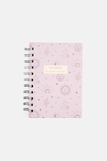 Muy Mucho Allover Pattern Spiral Notebook 10,4 x14,8 cm, Purple