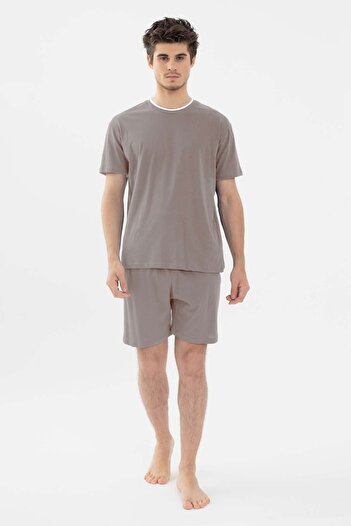 koza iç giyim Men's Double Collar Shorts Pajama Set