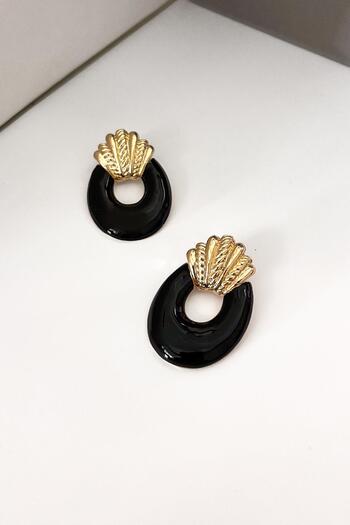 New Obsessions Women's Enameled Gold Gavel Earrings