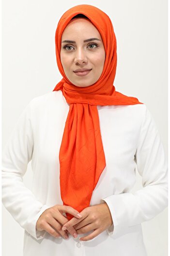 sefamerve Orange Bamboo Plain Scarf 2056-05