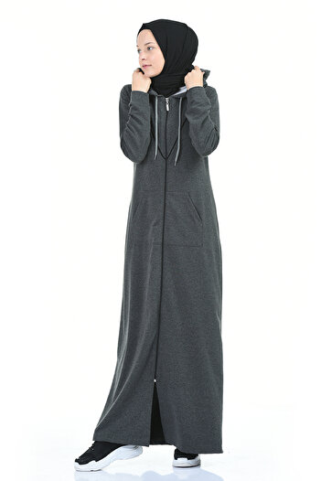 sefamerve Anthracite Hooded Sports Ferace - 9096-02