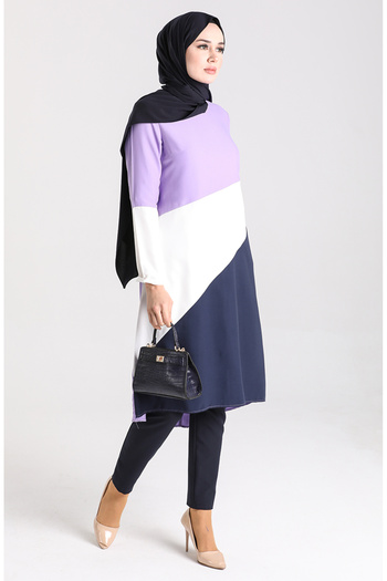 sefamerve Three Piece Viscose Tunic 6447-10 Lilac