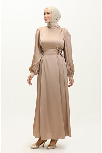 sefamerve Mink Evening Dress - Side Tie, Model 6156-06