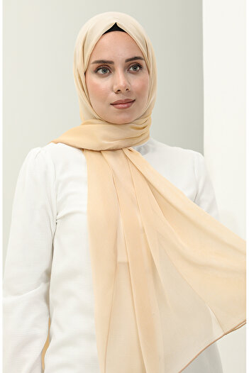 sefamerve Aymina Janjan Chiffon Shawl - 7586-11 Dark Beige
