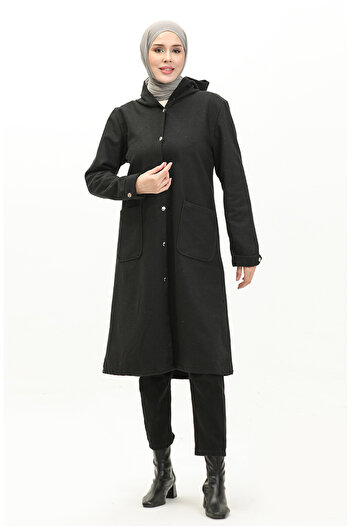 sefamerve Black Stamp Hooded Cap - 1691-07