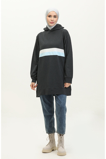 sefamerve Anthracite Blue Hooded Sweatshirt - 23077-02