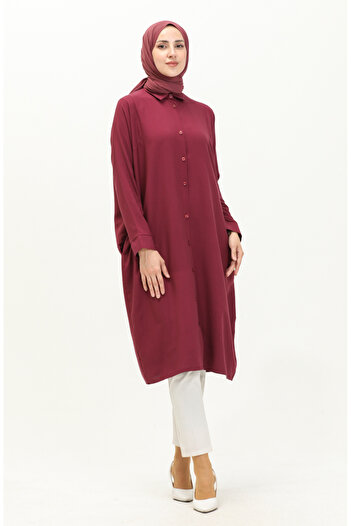 sefamerve 6433-20 Plum Raglan Sleeve Tunic