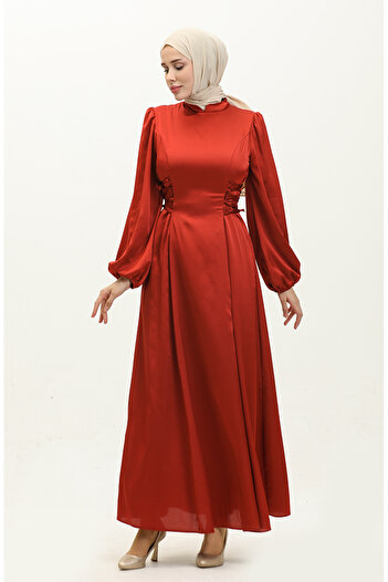 sefamerve Burgundy Evening Dress - Side Tie, Model 6156-08