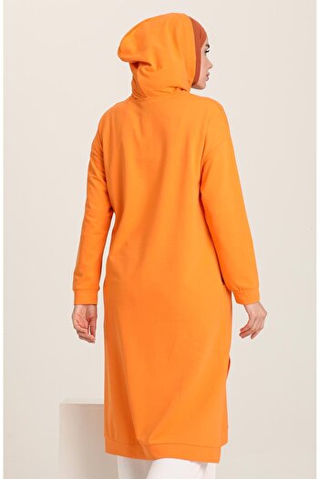 sefamerve Kapüşonlu Spor Tunik 3007-18 Oranj