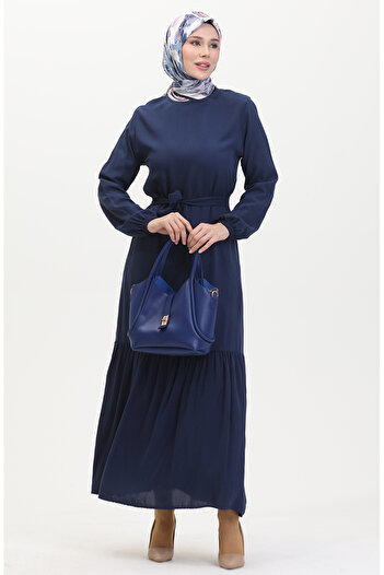 sefamerve Navy Belted Dress - 0512-03