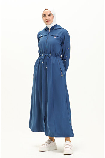 sefamerve Ferace with Indigo Hood and Drawstring Waist - 61346-06