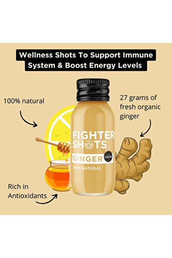 Fighter Shots Ginger Shots (12x60ml) | Cold Pressed | 100% Natural