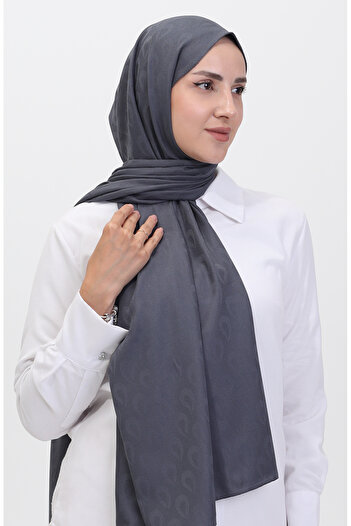 sefamerve Madame Mary Damla Jacquard Shawl 19085-02 Smoked
