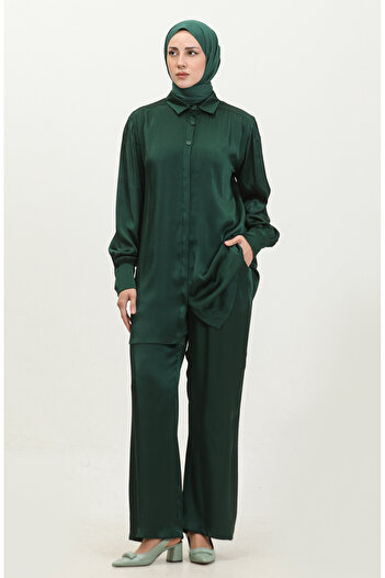 sefamerve Emerald Green Tunic and Trousers Set - 11301-05