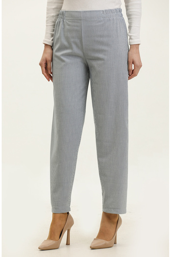 sefamerve Navy Blue 1983K-03 Model Elastic Waist Trousers