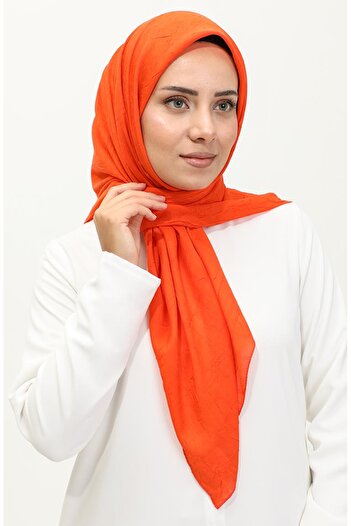 sefamerve Orange Bamboo Plain Scarf 2056-05
