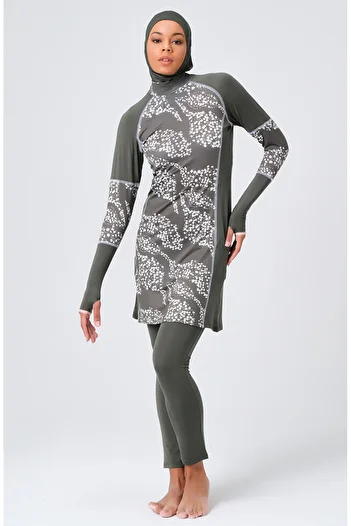 sefamerve Khaki Hijab Swimsuit - 23686-01 Model