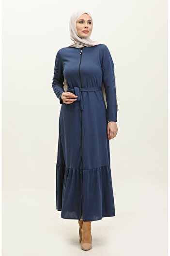 sefamerve Indigo Ferace - Skirt Tip Gathered and Belted 0703-08
