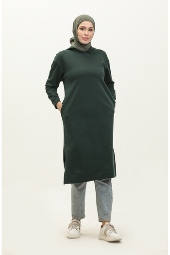 sefamerve Nefti Green Hooded Sports Tunic - 3007-35