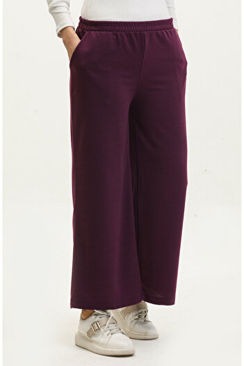 sefamerve Purple Pocketed Wide Leg Sweatpants - 0283-03