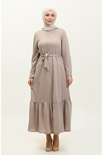sefamerve Mink Belted Gathered Skirt Ferace 0703-07