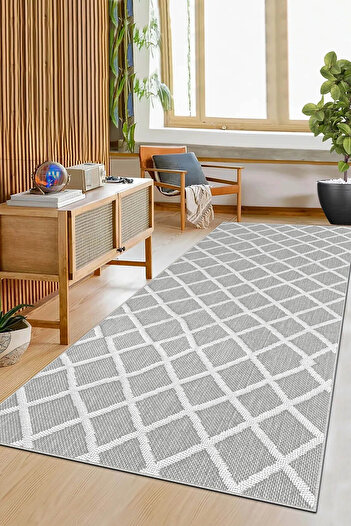 df home Geometric Scandinavian Printed Dust-Proof Living Room Carpet - Washable Non-Slip Base 8118-