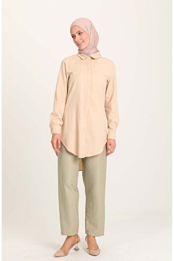 sefamerve Green Trousers with Elastic Waist - 1983-45