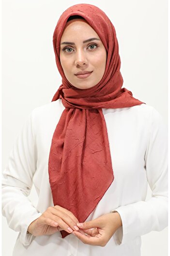 sefamerve Brick Color Plain Bamboo Scarf - 2056-12