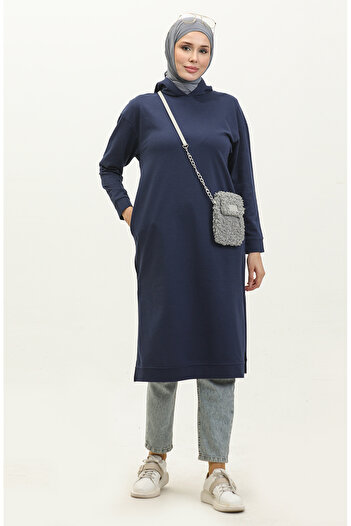 sefamerve Light Indigo Hooded Sports Tunic - 3007-31