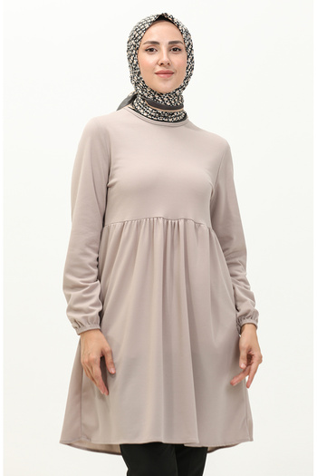 sefamerve Beige Gathered Tunic - 7272-02