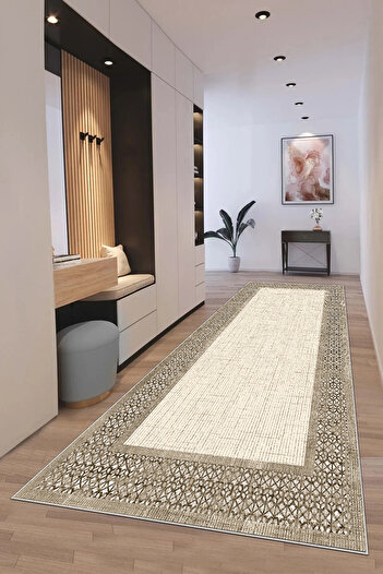 Hülya Home Yolluk Geometrik İskandinav Eskitmeli Dijital Baskı Yıkanabilir Kaymaz Taban 8170YollukHULYA