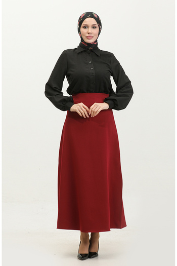 sefamerve Claret Red Double Skirt 4816-03