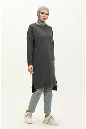 sefamerve Anthracite 3010-02 Sports Tunic - Two Thread Slit Detail