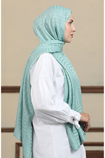 sefamerve Green Jacquard Shawl - 90170-12