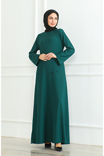 sefamerve Burümcük Fabric Plain Sports Dress 1003-01 Emerald Green