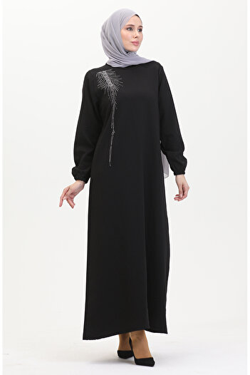 sefamerve Βραδινό φόρεμα Black Stone Crepe - Μοντέλο 0480-02