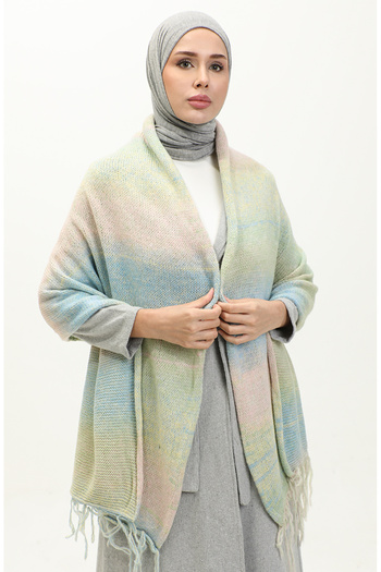sefamerve Colorful Knitwear Knitted Shoulder Shawl - 2064-04 Model