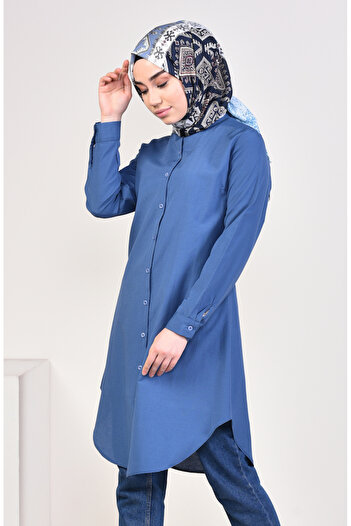 sefamerve Judge Collar Tunic 6475-14 Light Navy Blue