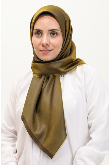 sefamerve Oil Green Plain Scarf - 1266-46 Model