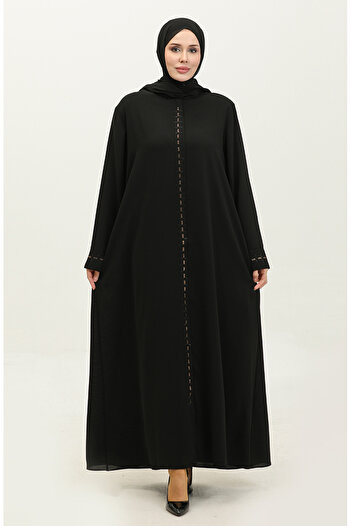 sefamerve Black Large Size Hidden Zipper Ferace 5068-01