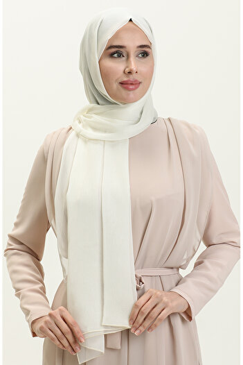 sefamerve Aymina Janjan Cream Chiffon Shawl - 7586-03