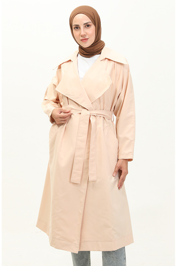 sefamerve Beige Belted Trench Coat - 24Y9030-02