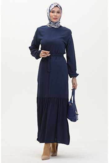 sefamerve Navy Belted Dress - 0512-03