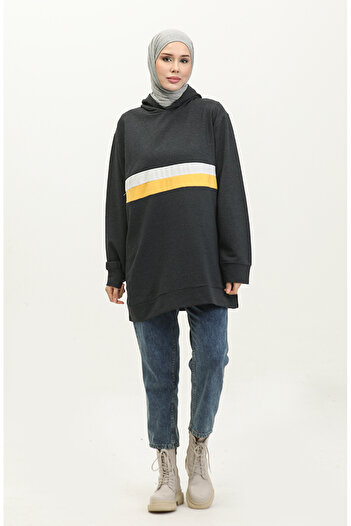 sefamerve Anthracite Gold Hooded Sweatshirt - 23077-03