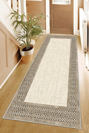 Hülya Home Yolluk Geometrik İskandinav Eskitmeli Dijital Baskı Yıkanabilir Kaymaz Taban 8170YollukHULYA