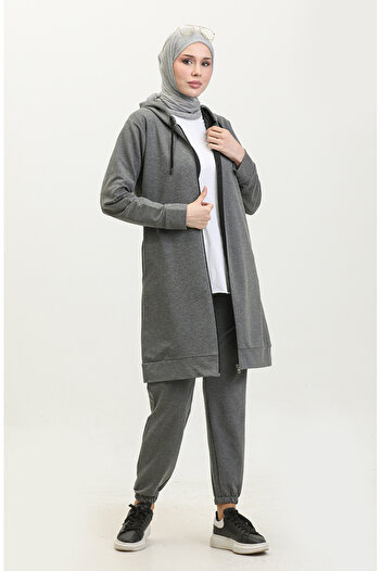 sefamerve Gray Double Tracksuit Set - 24002-06