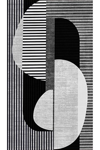 df home 8059 Model Digital Printed Cutting Runner - Washable Non-Slip Based Doorway Entrance Carpet