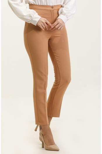 sefamerve 1148-10 Camel Straight Leg Trousers