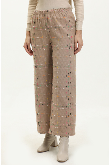 sefamerve Mink Tweed Fabric - Elastic Waist Trousers 0191-02